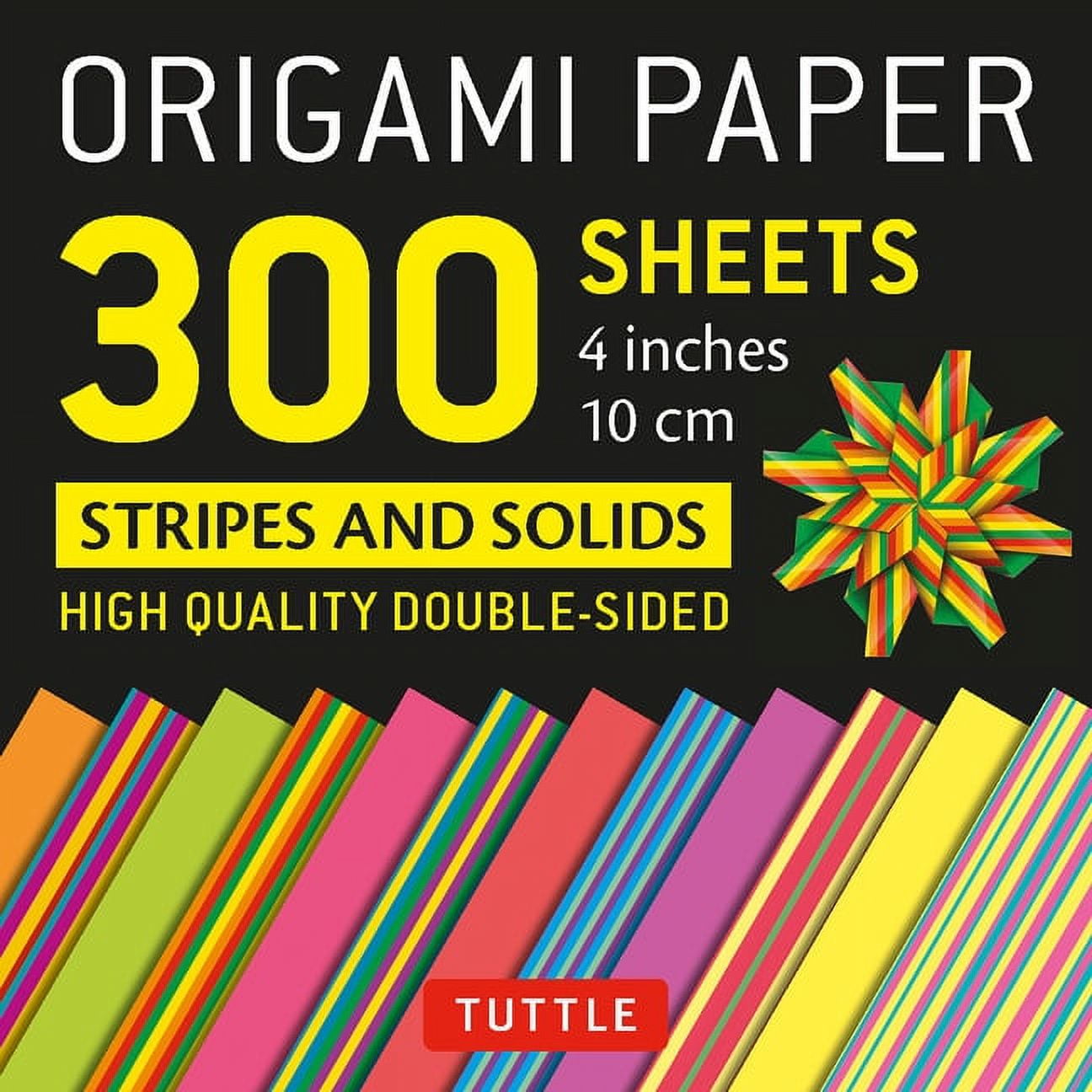 Origami Paper 300 Sheets Stripes and Solids 4 (10 CM) Tuttle Origami
