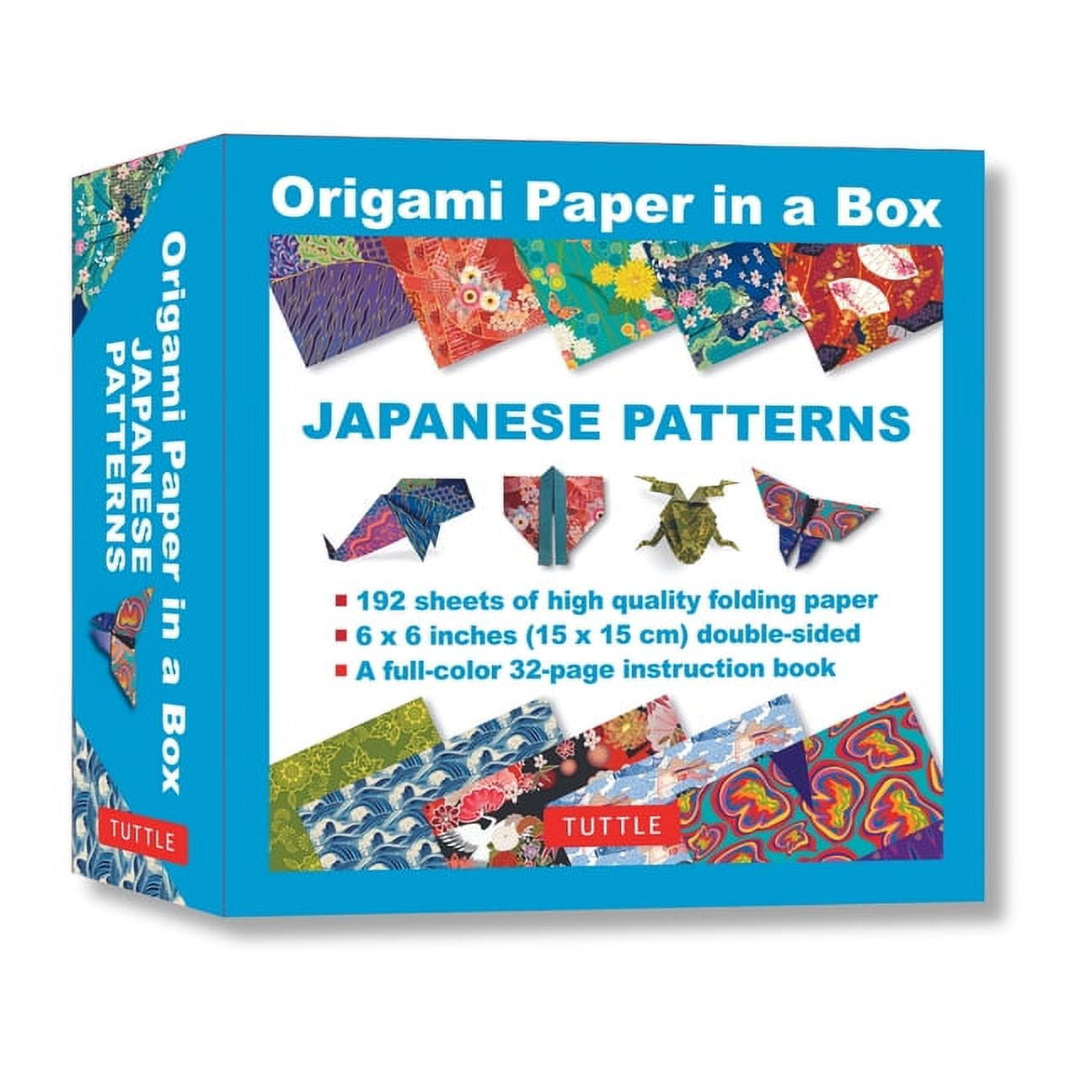 TUTTLE PUBLISHING Origami Paper in a Box - Japanese Patterns: 192 Sheets of Tuttle Origami Paper: 6x6 Inch Origami Paper Printed with 10 Different Patterns: 32-Page Instructional Book of 4 Projects (Other)