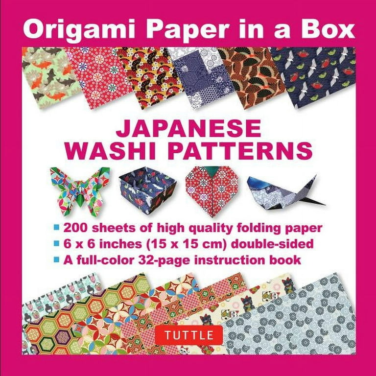 Origami Paper in a Box - Japanese Washi Patterns 200 Sheets: 6x6 Inch High-Quality Origami Paper & 32-page Instructional Book