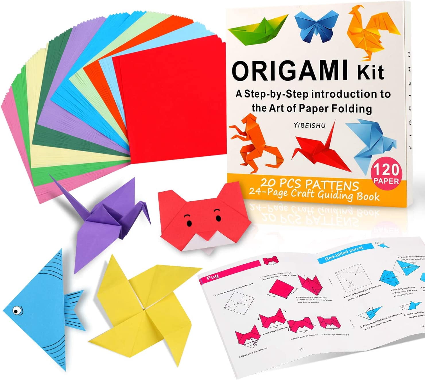 Origami Paper Kit with Instructions Book 20 Easy Origami Projects 6x6 ...