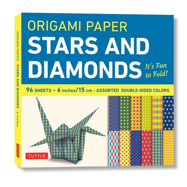 TUTTLE PUBLISHING Origami Paper - Stars and Diamonds - 6 Inch - 96 Sheets: Tuttle Origami Paper: Origami Sheets Printed with 12 Different Patterns: Instructions for 6 Projects Included (Other)