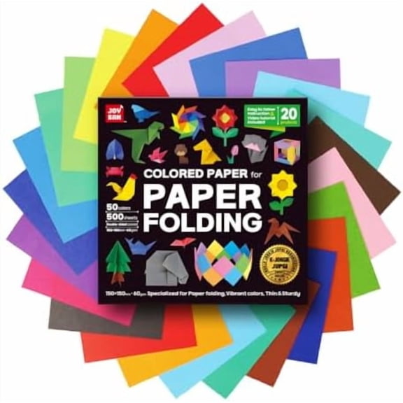 Origami Paper kit for Kids Ages 5-8 8-12, made in Korea, Double sided colored, 500 sheets, 50 Colors, 6x6 Square, DIY art craft projects, easy guide book, QR Video tutorial included$$