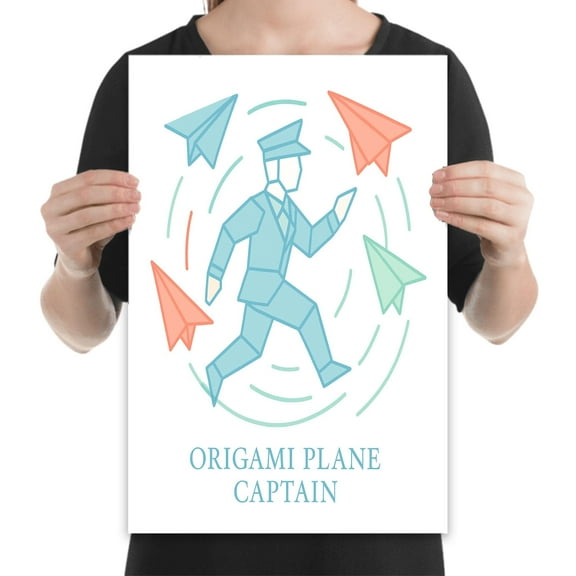 Origami Plane Poster, 13x19 glossy for nursery and craft room wall art pastel minimalist design