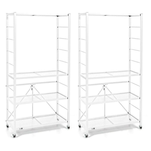 Origami R2 Series Steel Adjustable Shelving Storage Rack, 2 Pack, White