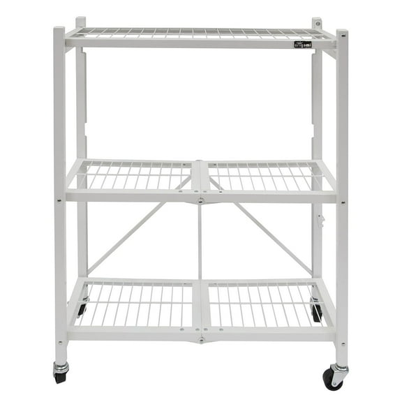 Origami R3 3 Tier Heavy Duty Foldable Garage Shelving with Wheels, White