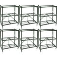 thumbnail image 1 of Origami R3 Foldable 3-Tiered Shelf Storage Rack & Wheels, Pewter (6 Pack), 1 of 6