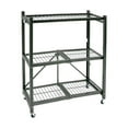 thumbnail image 1 of Origami R3 General Purpose Foldable 3-Tiered Shelf Storage Rack & Wheels, Pewter, 1 of 8