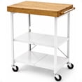 thumbnail image 1 of Origami RBT Fully Stainless Steel Foldable Kitchen Cart with Wheels, White, 1 of 13