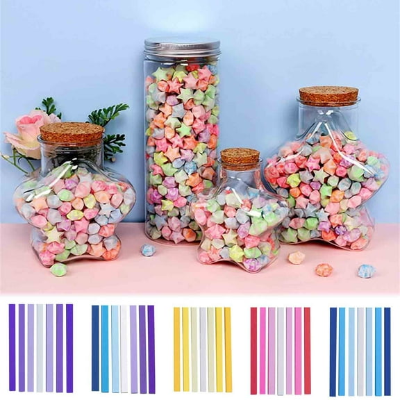 Origami Star Paper Strips, Star Folding Paper for Party Decoration, Double-Sided Colorful Star Craft Paper for Home, Wedding, Birthday Gift Wrapping Accessories
