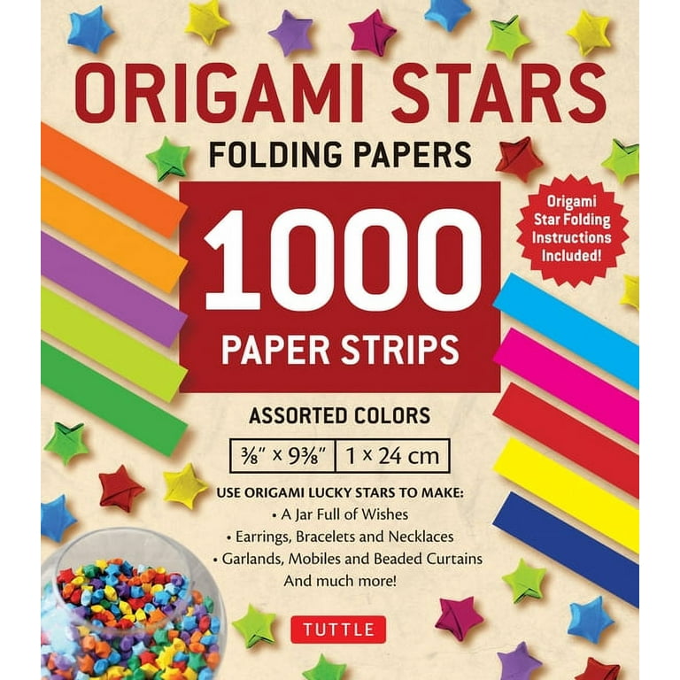 Origami Stars Papers 1000 Paper Strips in Assorted Colors: 10 Colors - 1000 Sheets - Easy Instructions for Origami Lucky Stars