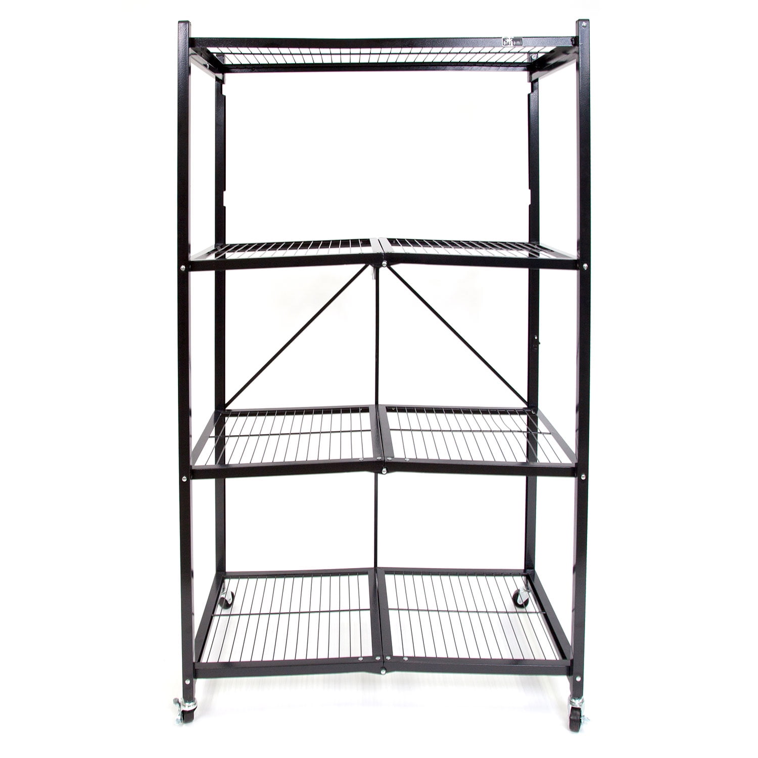 Origami Wheeled 4 Shelf Folding Metal Wire Shelf Storage Organizer