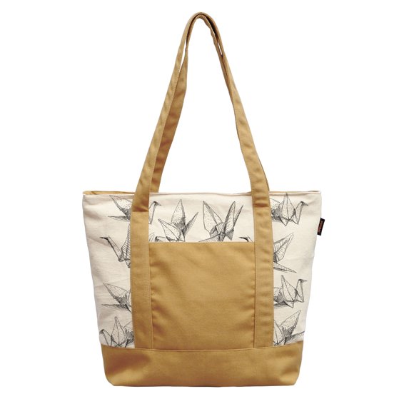 Origami paper cranes Printed 100% Cotton Canvas Vintage Shoulder Bags WAS_13