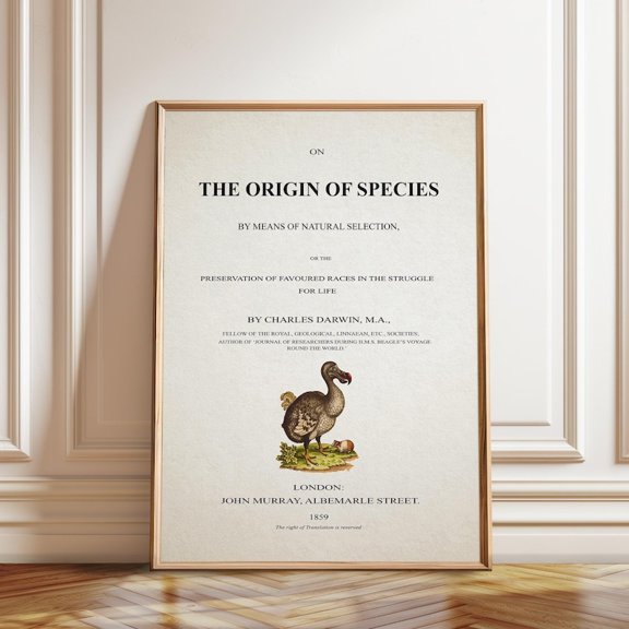 Origin Of Species Title Page Wall Art, Unframed Paper Poster 8x10in