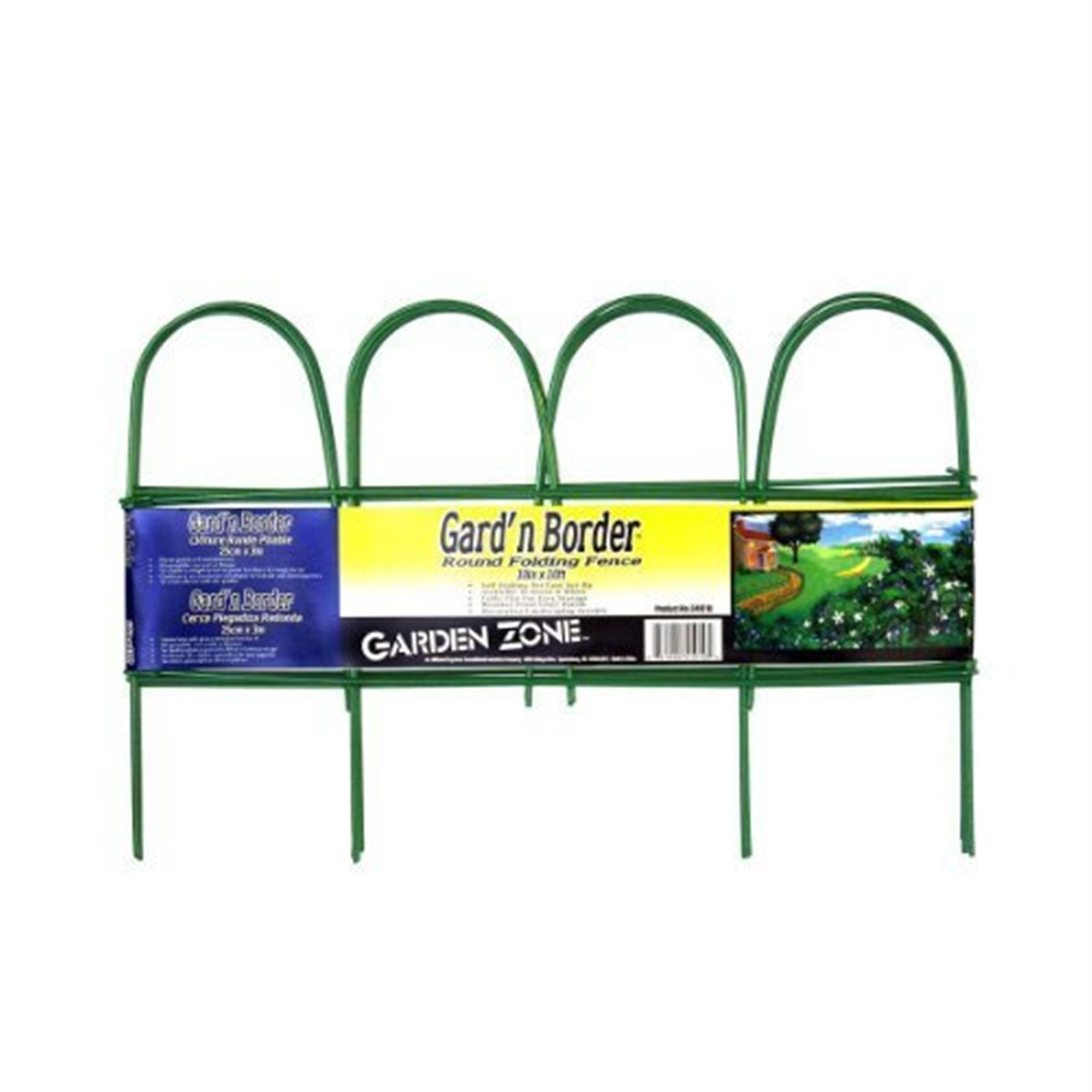Garden Zone Green Metal Round Folding Border Fence, 10ft x 10in