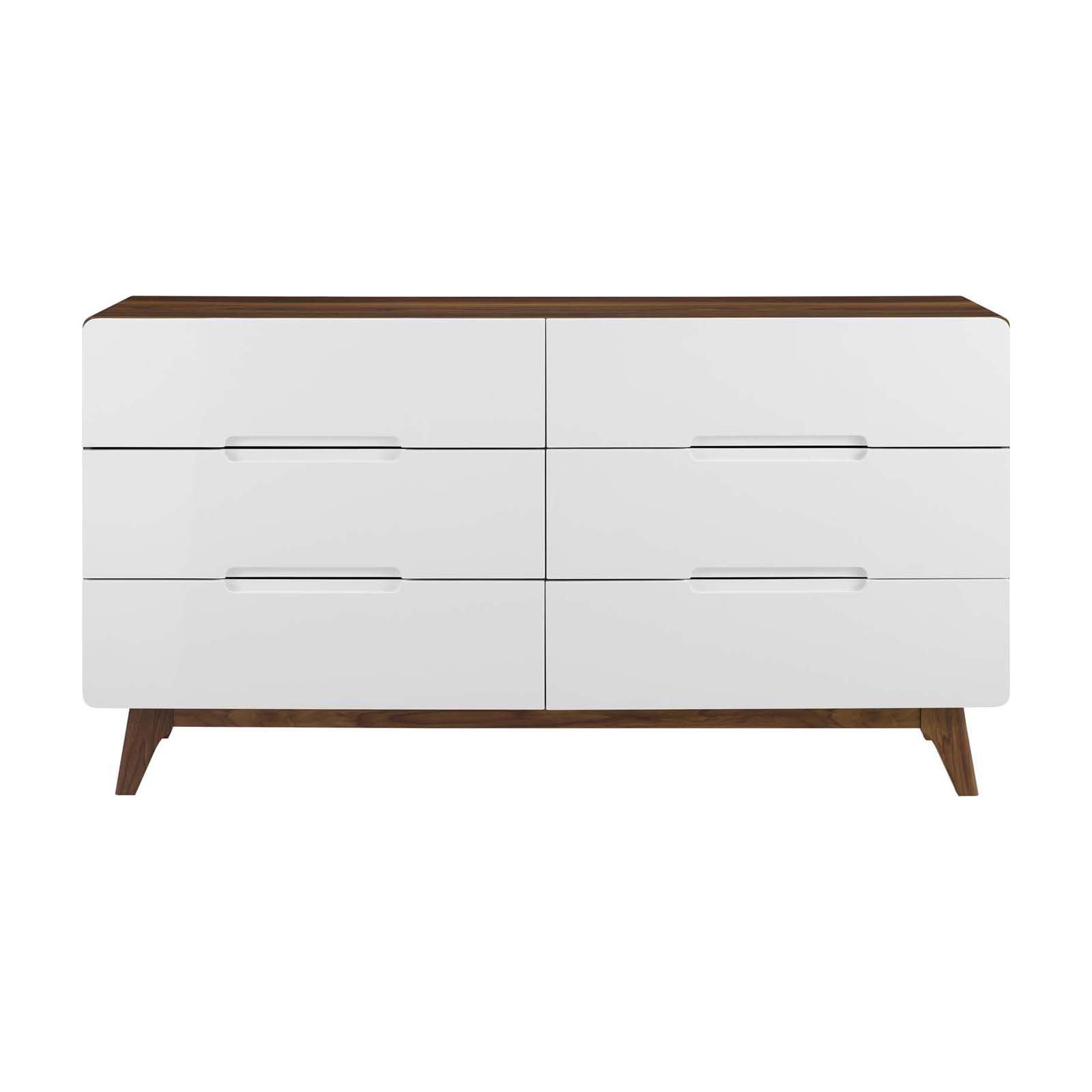 Origin SixDrawer Wood Dresser or Display Stand in Walnut White
