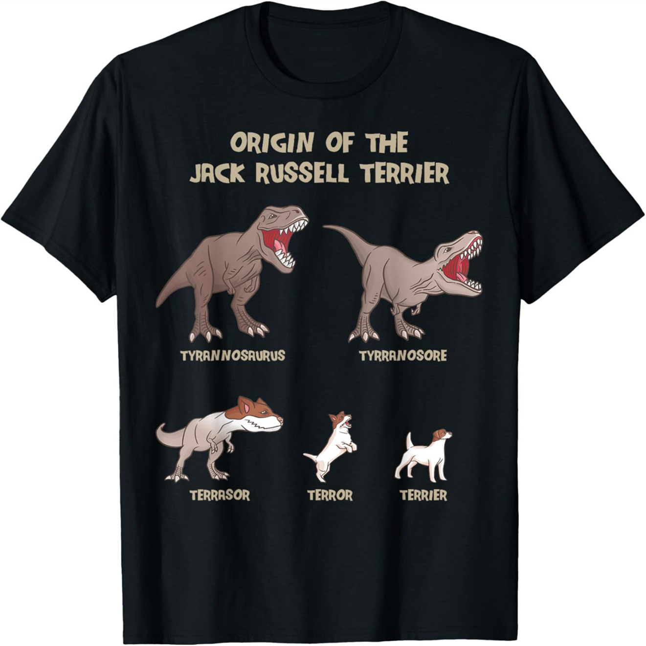 Origin of the Jack Russell Terrier Evolution History Meme TShirt XXL