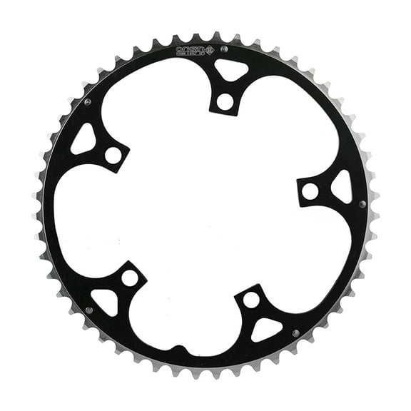 Origin8 Chainring 52T 130 BCD 5-Bolt 8/9/10-Spd Alloy Blk/Silver Ramped/Pinned