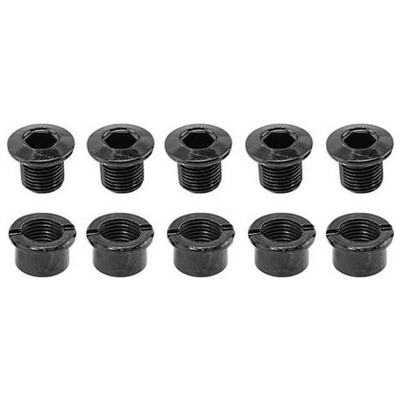 Origin8 Thruster 1x Road Chainring Bolt Set M8x7.5mm Bolt (x5) / M8x7mm Nut (x5)