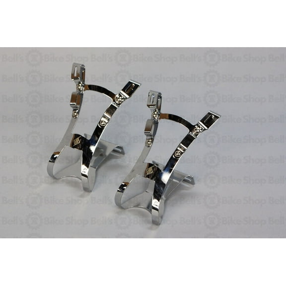 Origin8 Chrome Double Toe Clips Large SILVER Pair Track