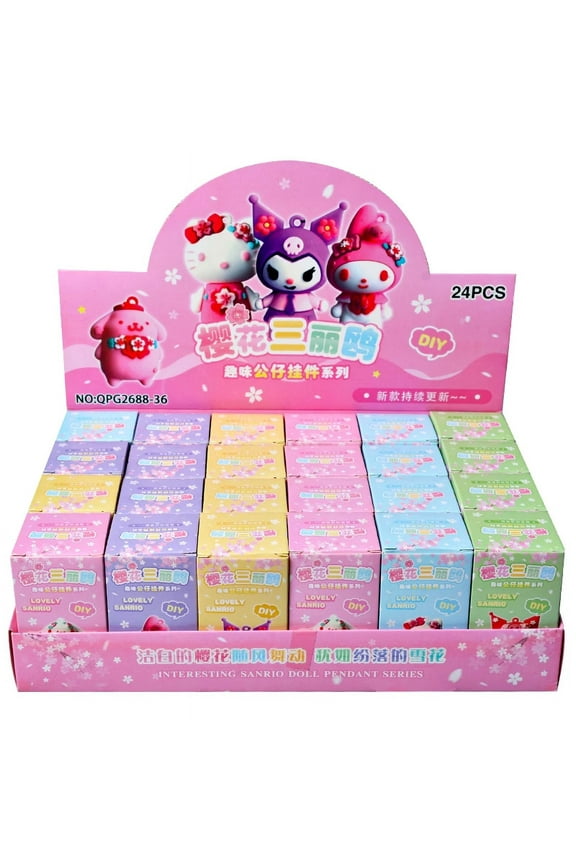 Origina Box 24Pcs Hello Kitty Anime Action Figure Kuromi Melody Model Keychain Toys For Children's Gifts Pendant