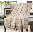 thumbnail image 1 of Original 100% Cotton Patchwork Quilt Twin Size Pink Floral Bedspread Coverlet Reversible Vintage Shabby Chic Quilted Throw Blanket Bed Quilt Cover for Couch Sofa, 1 of 8
