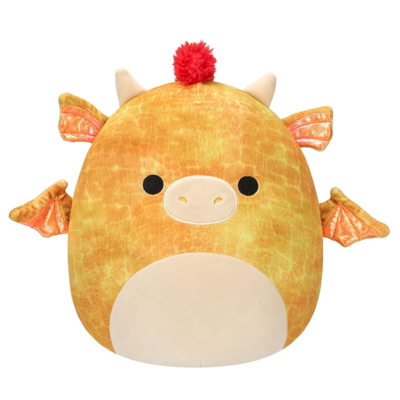 Original 12-Inch Dieric Yellow Dragon With Orange Mane - Official Jazwares Large Plush