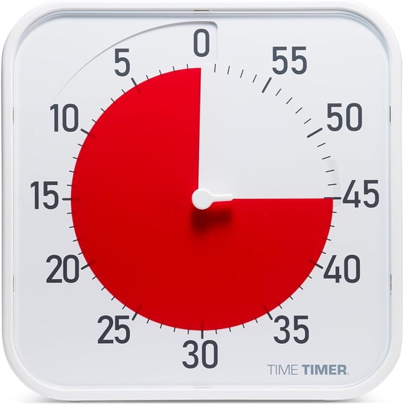 Original 12" Visual Countdown Timer Large 60-Minute Classroom Visual Timer for Modern classrooms, Student Groups & Adult Meetings Helps with Focus, ADHD, Autism (Red & White)