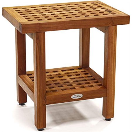 Original 18" Grate Teak Shower Bench with Shelf