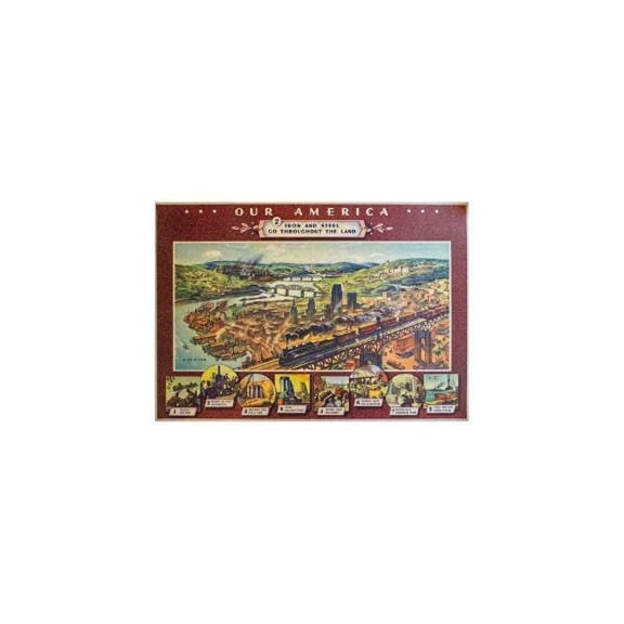 Original 1940s Our America Coca Cola Educational Iron Steel Unframed Paper Print
