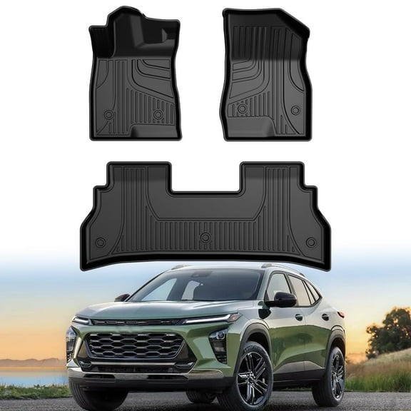 DIKSOAKR Floor Mats Fit for Chevrolet/Chevy Trax LS/1RS/LT/2RS/ACTIV Models 2024-2025 -All Weather Protector TPE Car Floor Liner,-1st & 2nd Row Automotive Floor Mats-Black