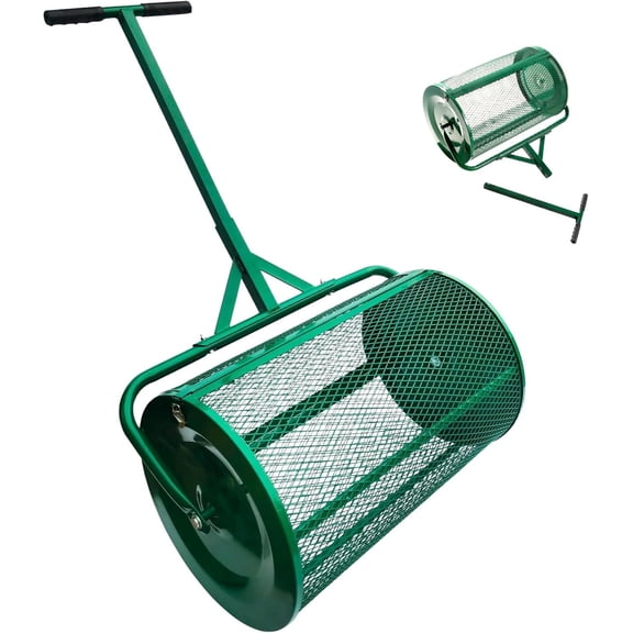 The Original 24 Inch Compost and Peat Moss Spreader Roller Heavy-Duty Top Soil, Sand, Manure, Mulch & Top Dressing Lawn and Garden Spreader for Even Distribution