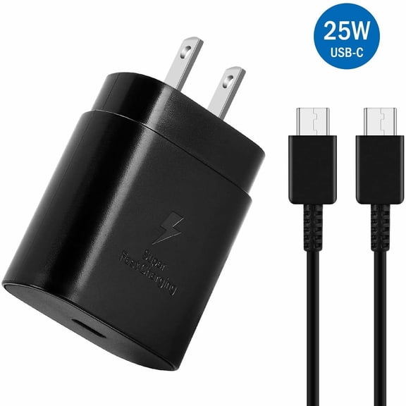 Original 25W USB-C Super Fast Charging Wall Charger for Samsung Galaxy Tab A 8.0 & S Pen (2019), Charger Adapter with 3ft Type-C Cable - Black