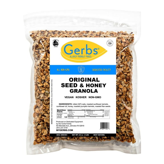 Original 3 Seed n' Honey Granola by Gerbs - 2 LBS - Top 14 Food Allergen Free & NON GMO