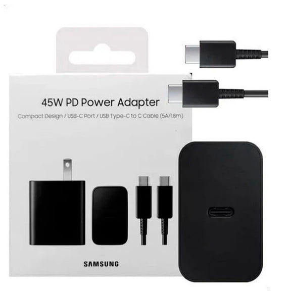 Original 45W Super Fast Charging Wall Charger for Samsung Galaxy Note10+ 5g, 6ft Cable, USB-C Power Adapter with Fast Charge Support, Compact Travel Design, Retail Packaging