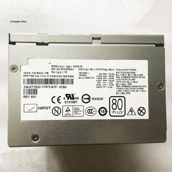 Original 525W Switch Power N525E-00 NPS-525AB A YY922 M331J 0YY922 0M331J PowerEdge T3400 T410 Workstation Power Supply