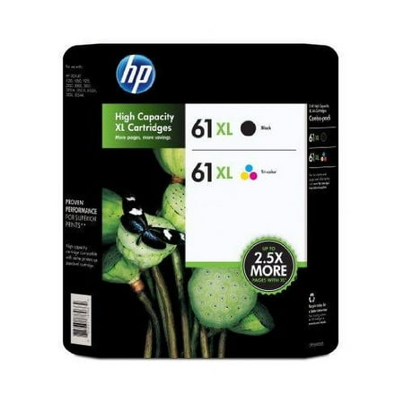 HP 61XL Original High Yield Inkjet Ink Cartridge, Black, Tri-color, 2 Pack, 430 Pages Black, 300 Pages Tri-color