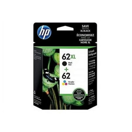 Original 62XL High Yield Black and 62 Standard Yield Tri-Color Ink Cartridges, C2P05AN, C2P06AN