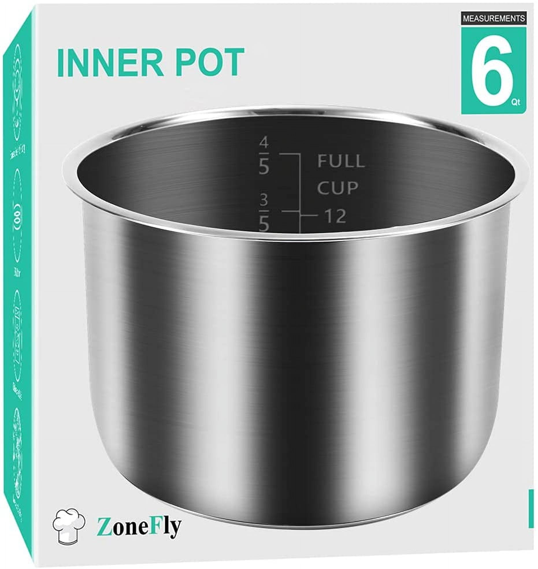  Original Inner Pot for Crock Pot 6 Quart - Stainless Steel Replacement  Pot for Crock-Pot 6 Qt Multi-Cooker Crockpot 6 Quart Pressure Cooker  2100467 Accessories Parts: Home & Kitchen