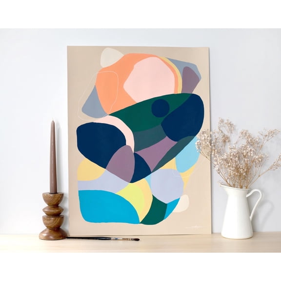 Original Abstract Acrylic Gouache,Painted Artwork, One,Of,A,Kind Original, Unique Wall Art, Modern, 24x36 UNFRAMED