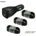 thumbnail image 1 of Original Adaptive Fast Charging Dual-Port Car Charger with 3x USB Type C Charger Cable Compatible with Samsung Galaxy A51 (4G) - Black, 1 of 3