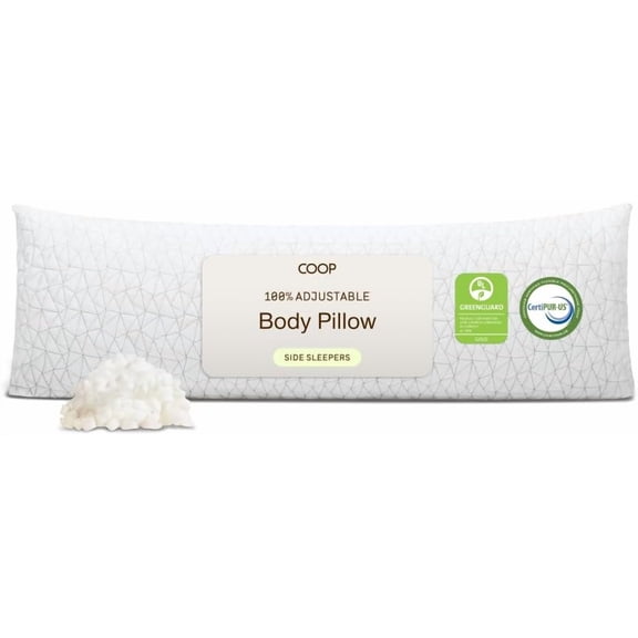 Original Adjustable Body Pillow, 20x54 Long Pillow for Back, Shoulder, Hip and Knee Support, Side Sleeper Pillows Adults with Memory Foam & Washable Cover