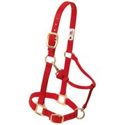 Weaver 1  Original Adjustable Average Horse Halter   Durable Nylon, Adjustable Fit, Red