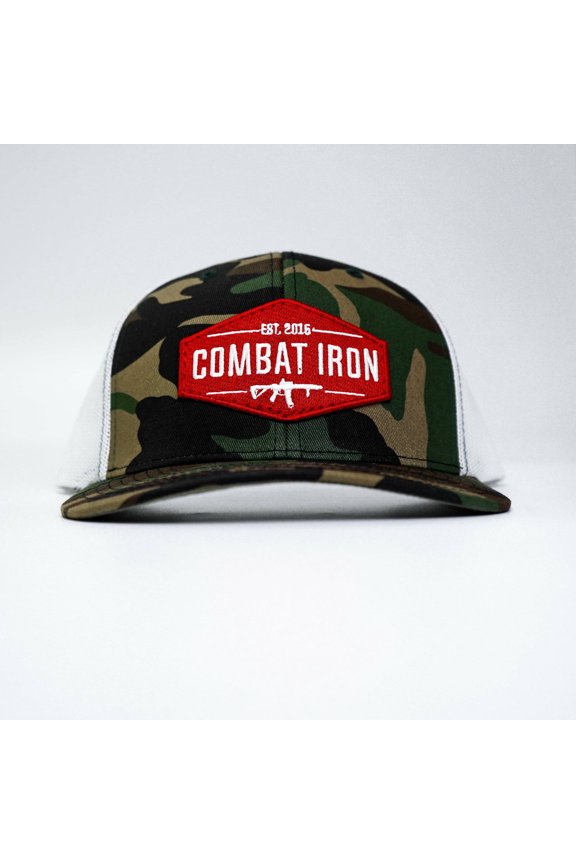 Original Ar Red Patch Mid-Profile Mesh Snapback Hat Bdu Camo / White
