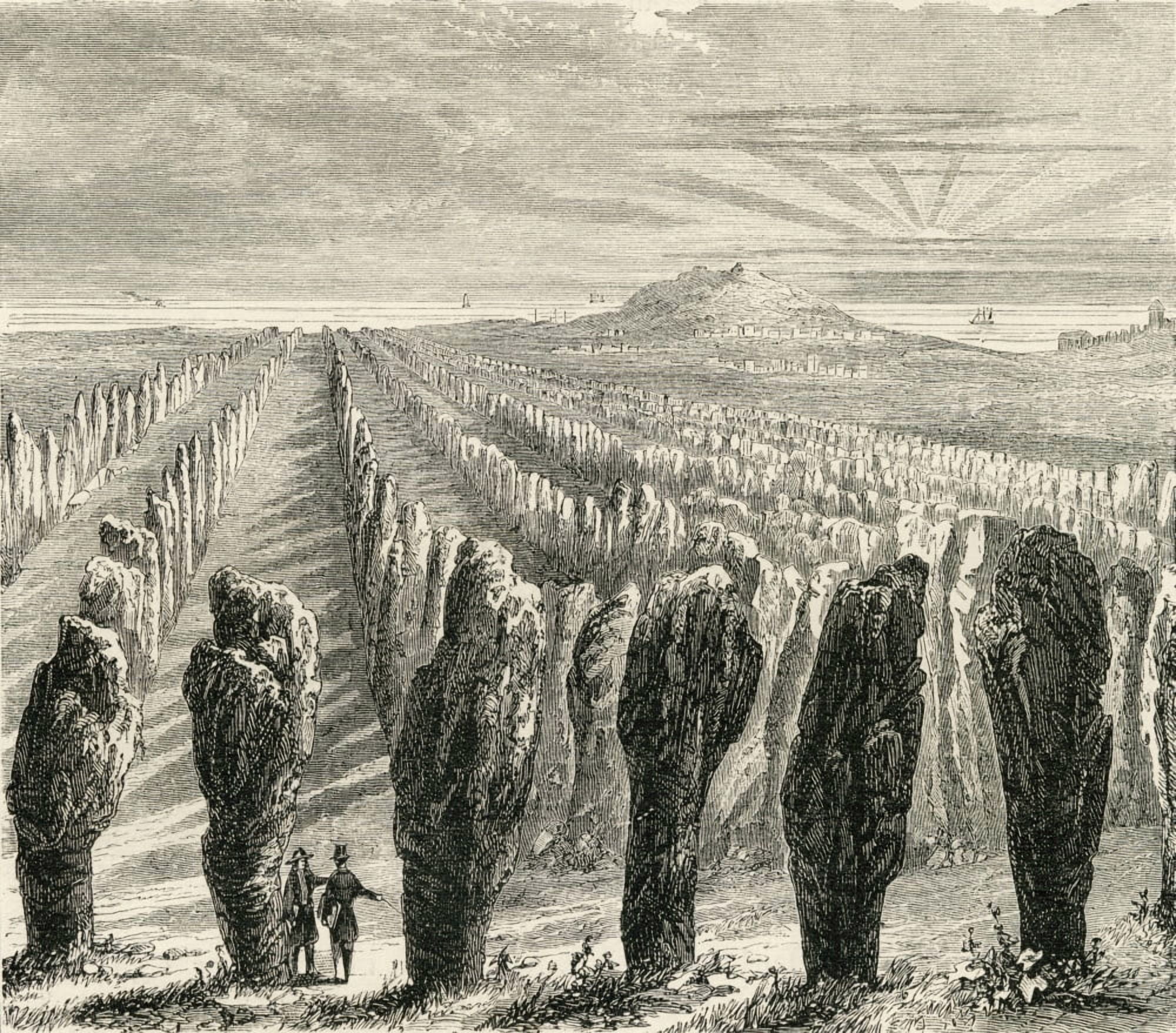 Original Arrangement Of The Stones At Carnac Brittany France In The 19Th Century From French Pictures By The Rev Samuel G Green Published 1878 Canvas Art - Ken Welsh Design Pics (30 x 26)