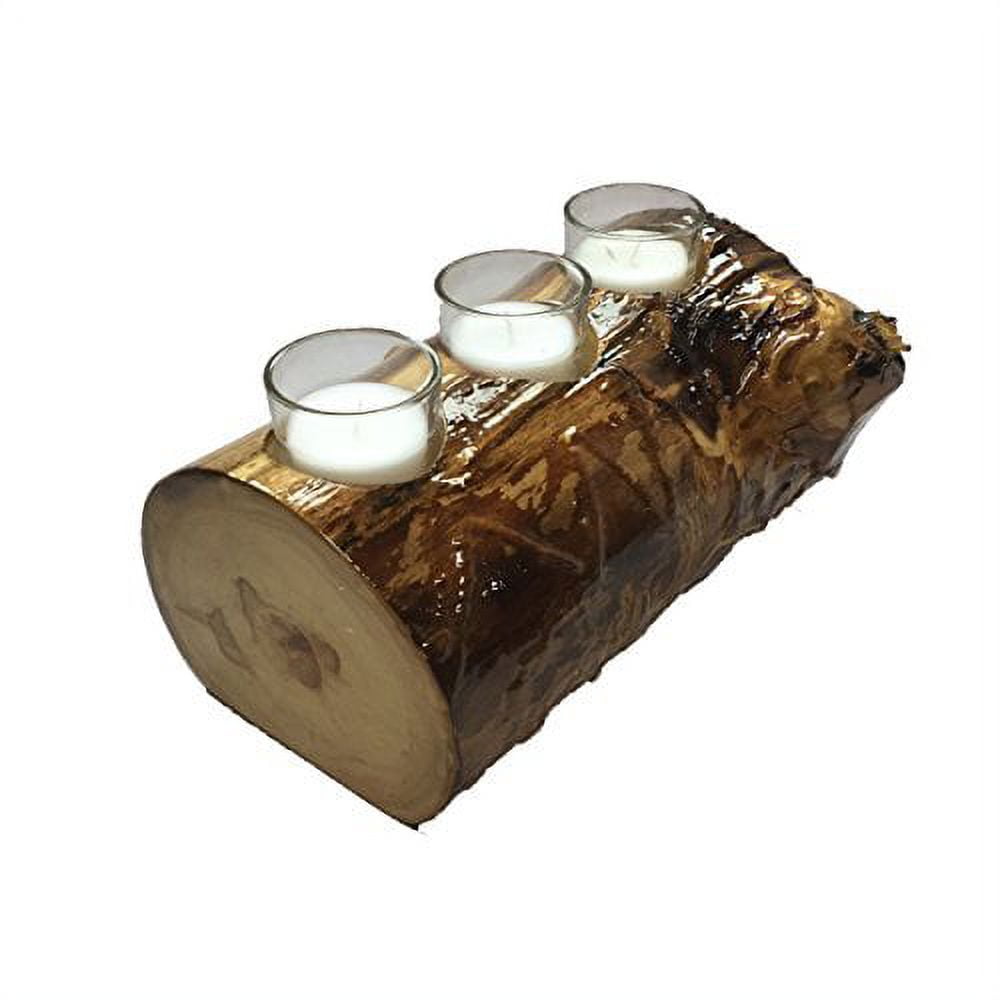 Original Aspen HandCarved Log Candle Holder 1