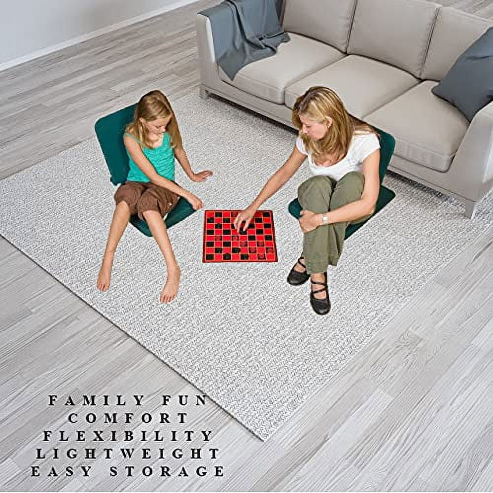 BackJack Folding Floor Chair - Navy Cotton, Made In USA, Lightweight Back Support For Gaming, Reading, Yoga, Kids