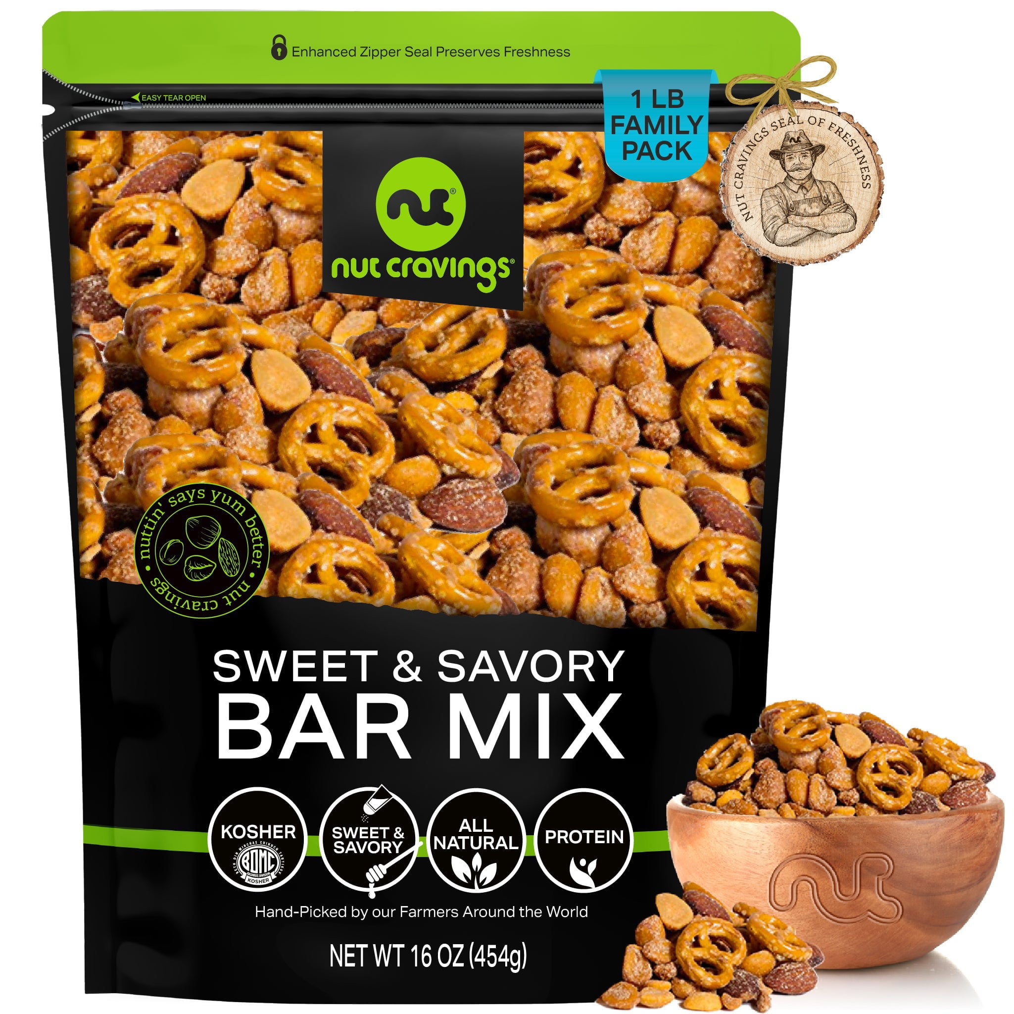Original Bar Nut Mix, Sweet & Savory Pub Snack (16oz 1 lbs) by Nut
