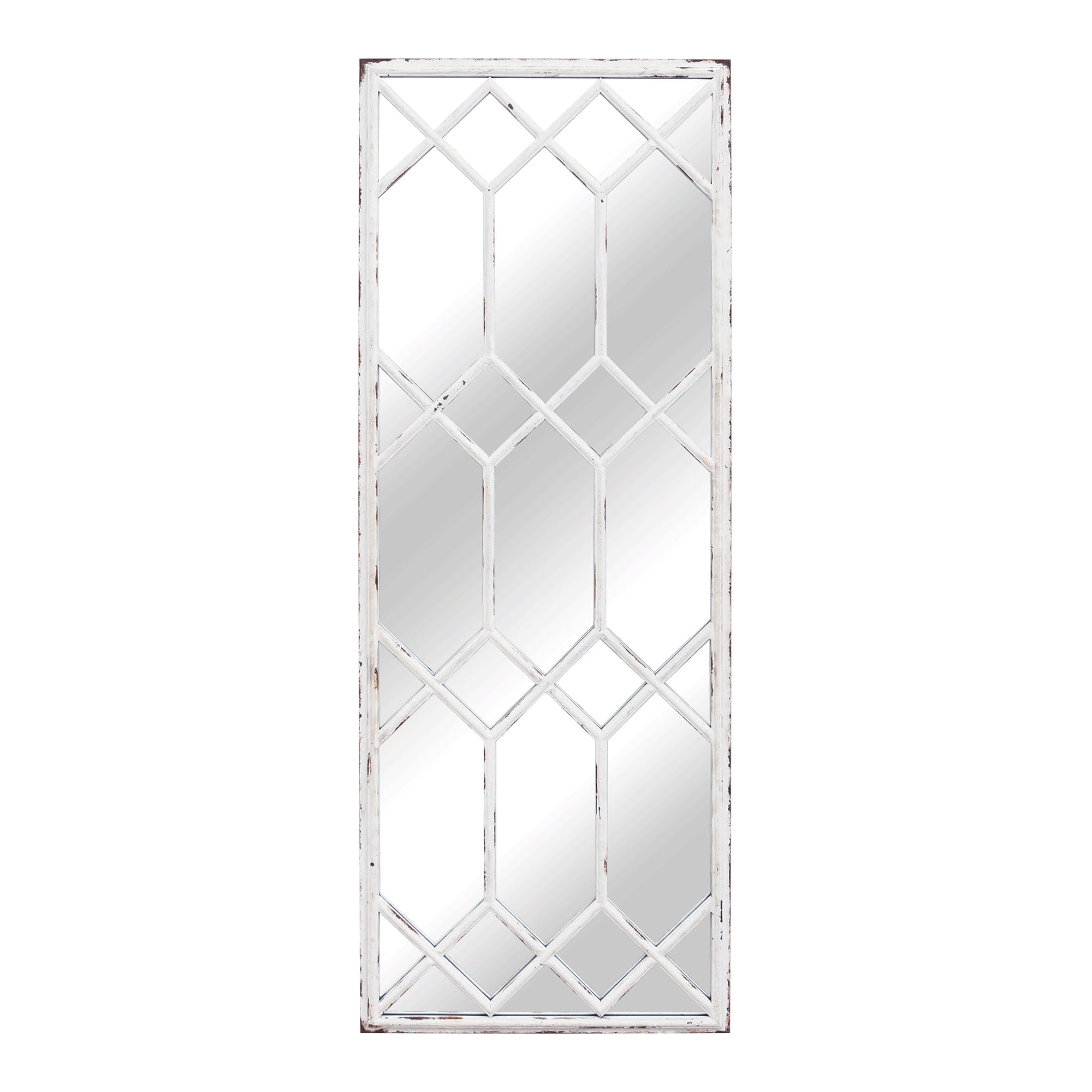 Synora Full Length Windowpane Mirror Vintage White Metal Frame Full
