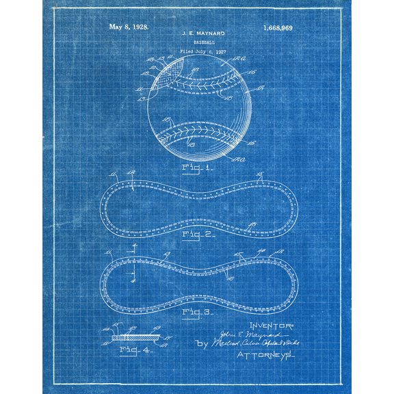 Original Baseball Artwork Submitted In 1928 - Baseball - Patent Art Print