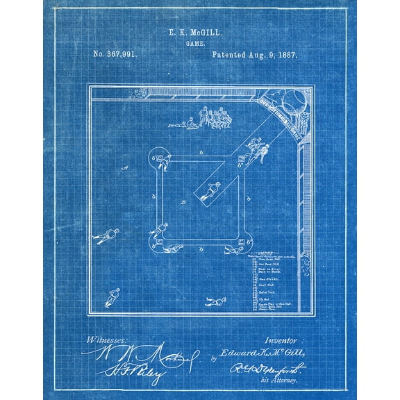 Original Baseball Game Artwork Submitted In 1887 - Baseball - Patent Art Print